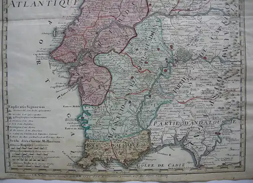 Portugal Algarve Andalusien kolor Orig Kupferstichkarte Homann 1736