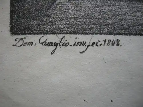 Dominicus Quaglio (1787-1837) Klosterhof in Franken Inkunabel Lithographie 1818