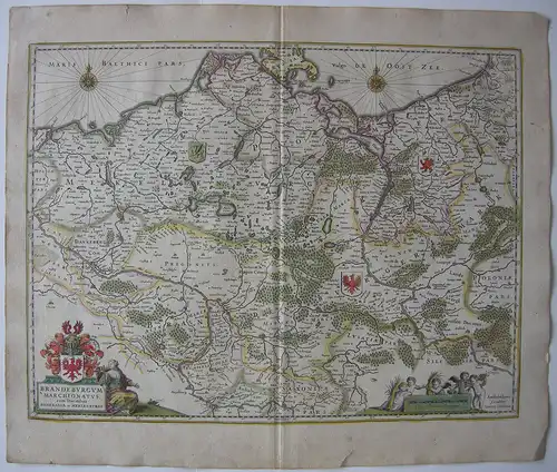 Mark Brandenburg Mecklenburg altkolor Orig Kupferstichkarte Janssonius 1650
