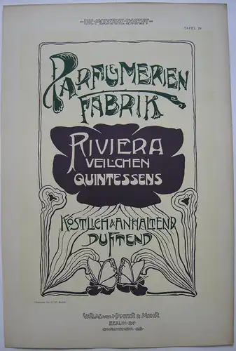 Parfümerien Fabrik Riviera Orig Lithografie Fr. Ad. Becker Jugendstil 1900