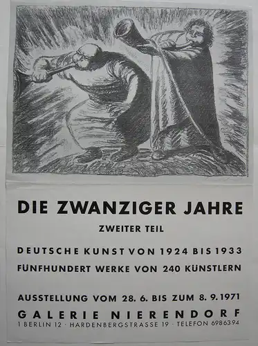 Orig Plakat Ausstellung Die Zwanziger Jahre Galerie Nierendorf Berlin 1971