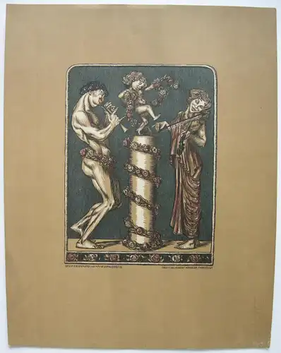 Hans Schwegerle (1882-1950) Allegorie Musik Orig Lithografie 1910 Jugendstil