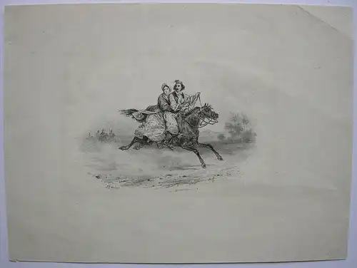 Francois Grenier (1793-1878) Auf der Flucht Orig. Lithografie 1840