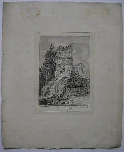 F. E. Weirotter (1730-1771) Zu Rom Ruine Orig. Radierung um 1760