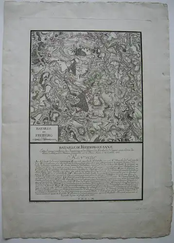 Schlacht b Freiberg Sachsen 1762 Siebenjähriger Krieg Orig Kupferstichkarte 1800