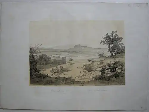 Emil Kirchner (1813-1885) Abend Landschaft Italien Orig Lithografie 1839