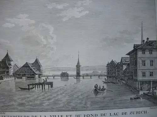 Zürich Züricher See vom Haus zum Schwert Schweiz Orig. Kupferstich Née 1790