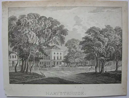Harvestehude Hamburg Elmsbüttel Herrenhaus Park Kreidelithographie um 1830