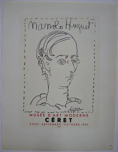 Pablo Picasso Manolo Huguet 1957 Orig Lithografie Maitres de l'Ecole 1959