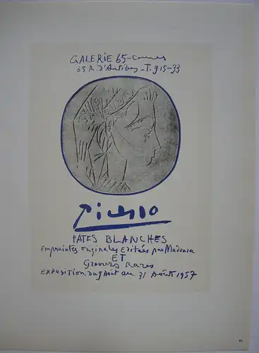 Pablo Picasso Pates Blanches 1957 Orig Lithografie Maitres de l'Ecole 1959