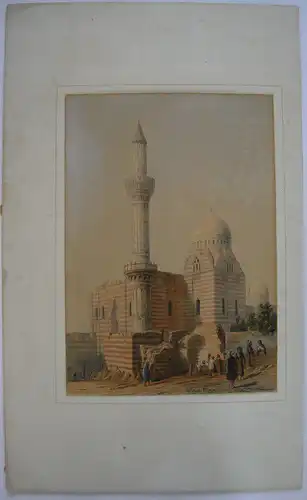 Moschee Naher Osten Libanon (?) Orig Farblithografie um 1850 Orient Architektur