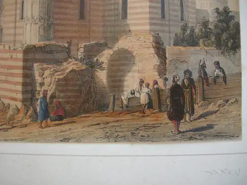 Moschee Naher Osten Libanon (?) Orig Farblithografie um 1850 Orient Architektur