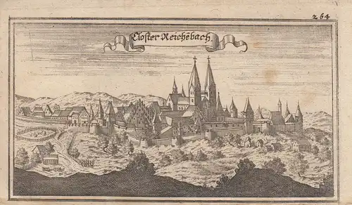 Kloster Reichenbach Oberpfalz Orig Kupferstich von Ertl 1690 Gesamtansicht