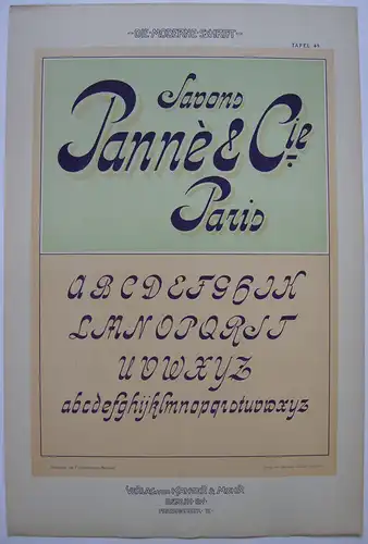 Savons Panné Paris Schrift Orig Lithografie F. Schweinmanns Jugendstil 1900