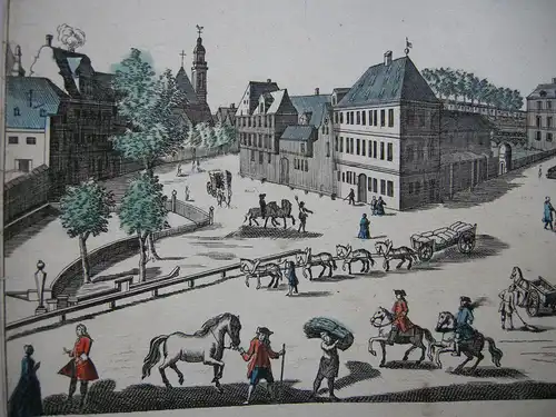 Vue d’optique Szczecin Stettin Polen Pferdemarkt 1750 kolor Orig Kupferstich
