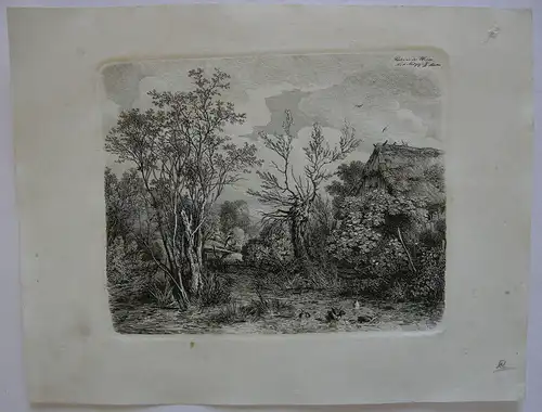 C. A. Lebschee (1800-1877) Partie an der Würm Orig. Radierung 1828