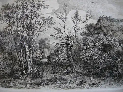 C. A. Lebschee (1800-1877) Partie an der Würm Orig. Radierung 1828