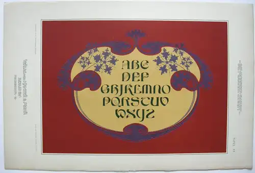 Jugendstil-Alphabet Orig Lithografie F. Schweinmanns Jugendstil 1900