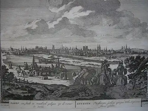 Paris Gesamtansicht Orig Kupferstich Peter Schenk 1710 Frankreich France