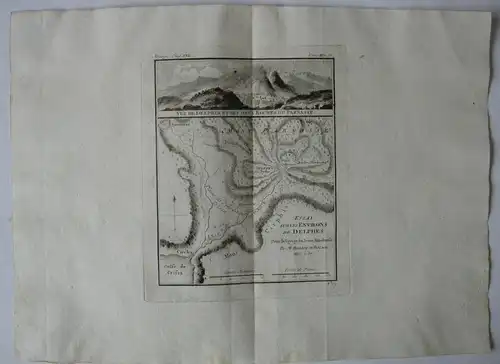 Griechenland Delphi Parnasse Kupferstichkarte Bocage 1787 Antike Hellas
