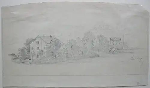 Starnberg Stadtpartie Orig. Zeichnung Otto Grashey 1880 Oberbayern