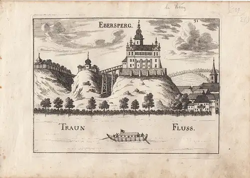 Ebelsberg Linz Oberösterreich Orig Kupferstich G. M. Vischer 1674