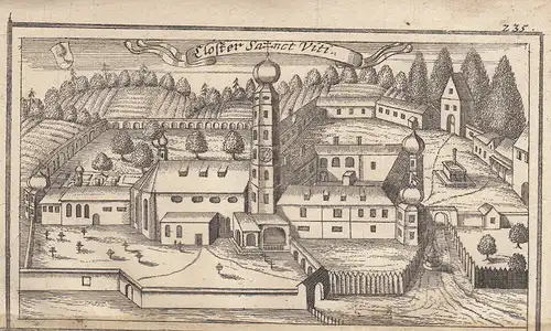 Kloster St. Veit Neumarkt Oberbay Orig Kupferstich von Ertl 1690 Gesamtansicht