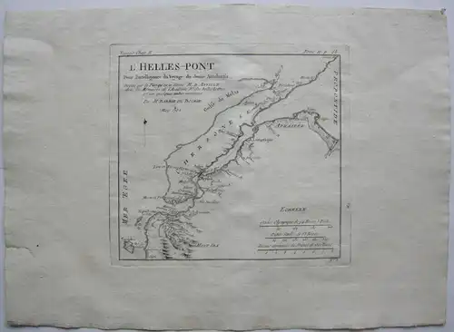 Griechenland Dardanellen Hellespont  Kupferstichkarte Bocage 1782 Antike Türkei