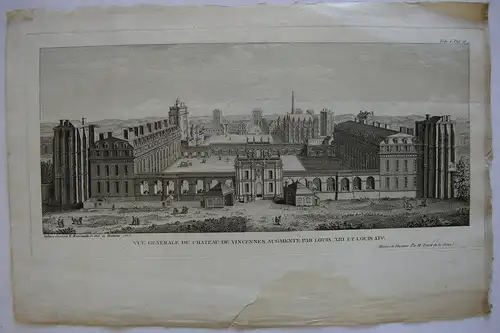 Nicolas Ransonette (1745-1810) Chateau de Vincennes Orig Kupferstich 1787 Paris