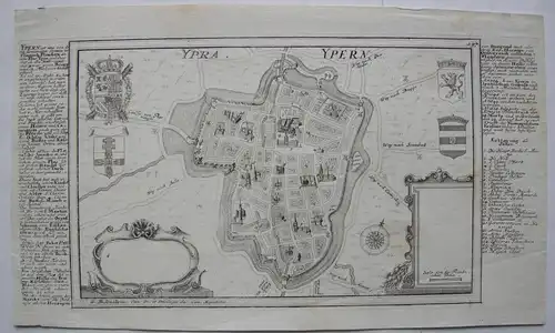 Ypern Ypres Yper Belgien Flandern Belge Grundrissplan Bodenehr Kupferstich 1725