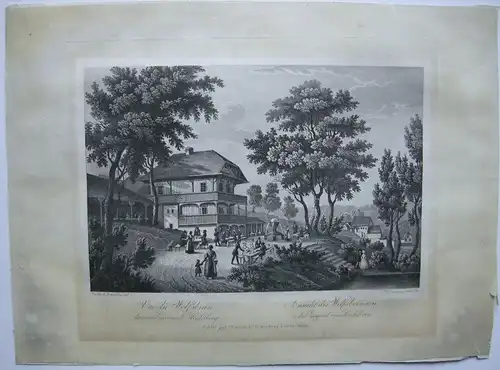 Ansicht Wolfsbrunnen Heidelberg Orig. Aquatinta-Radierung Tanner um 1830