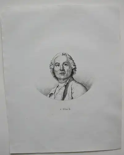 Christoph W. von Gluck  (1714-1784) deutscher Komponist Orig. Lithografie 1850