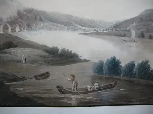Königstein Sachsen Elbtal Lilienstein aquarellierte Umrissradierung Günther 1790