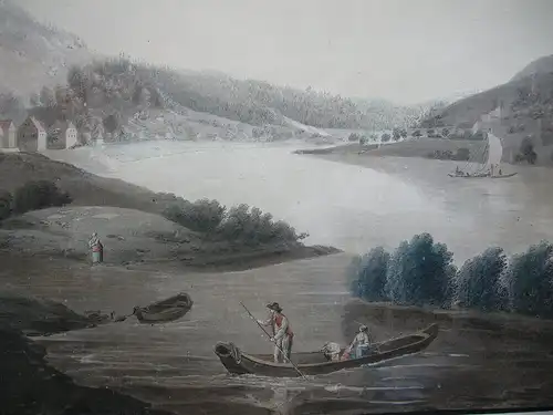 Königstein Sachsen Elbtal Lilienstein aquarellierte Umrissradierung Günther 1790