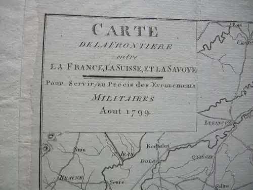 Frontiere France Suisse Savoye Napoleon Orig. Kupferstichkarte 1799
