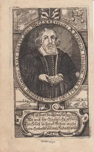 Bonifatius Stöltzlin (1603-1768) Lutherischer Theologe Orig Kupferstich 1732