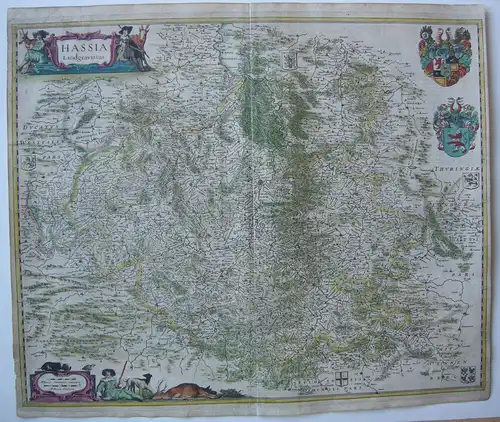 Hessen altkolor Orig Kupferstichkarte Blaeu 1627