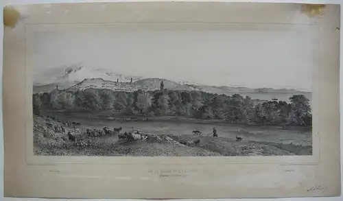 Ukraine Krim Tartarendorf Aluschta Orig Lithographie 1837 Schwarzes Meer