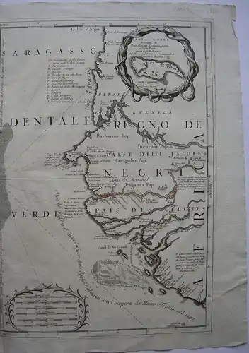 Cabo Verde Kapverdische Inseln Afrika altkolor Orig Kupferstichkarte 1677
