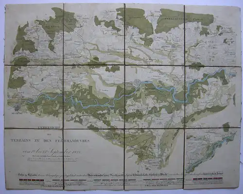 Ingolstadt Terrain Feldmanöver Fürst Wrede altkolor Lithographie 1823 Oberbayern