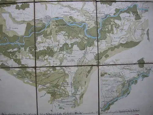 Ingolstadt Terrain Feldmanöver Fürst Wrede altkolor Lithographie 1823 Oberbayern