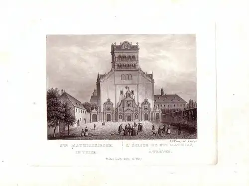 Trier St. Marthiaskirche  Rheinland Pfalz Orig Aquatinta Tanner 1840