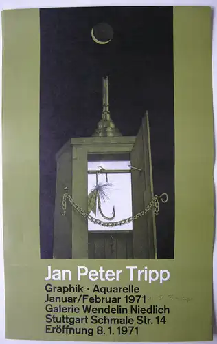 Jan Peter Tripp (1945) Ausstellungsplakat Grafik Aquarelle Stuttgart 1971 sign