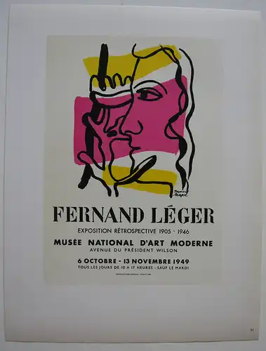 Fernand Léger Exposition Retrospective 1947 Orig Lithografie Maitres de l'Ecole