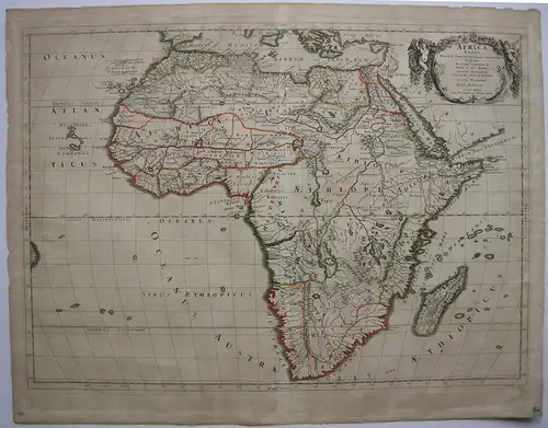 Africa Vetus altkolor Orig Kupferstichkarte Sanson 1697 Antike