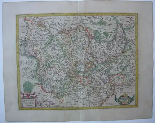 Braunschweig altkolor Orig Kupferstichkarte Mercator Hondius 1627 Nordrhein West