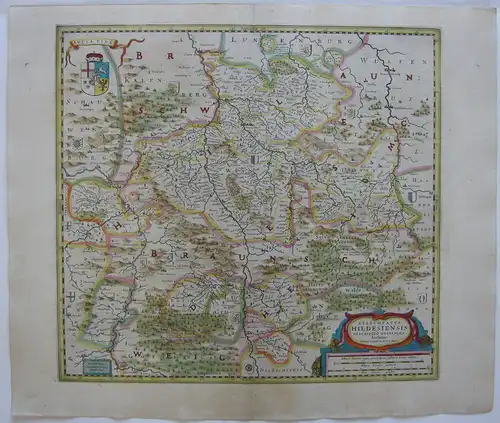 Hildesheim altkolor Kupferstichkarte Janssonius 1640 Niedersachsen