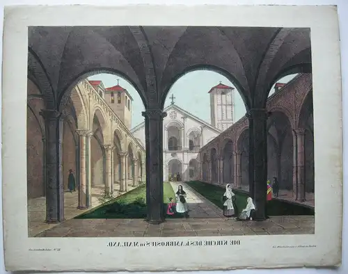 Vue d’optique Guckkastenbild St. Ambrosius Mailand Lithografie 1870 Winckelmann
