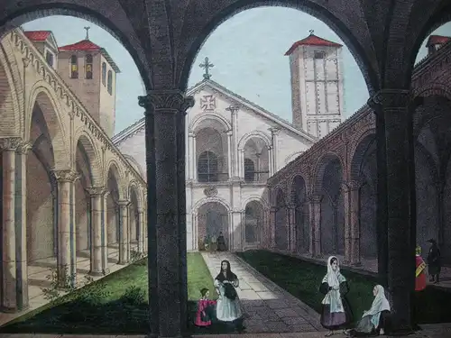 Vue d’optique Guckkastenbild St. Ambrosius Mailand Lithografie 1870 Winckelmann