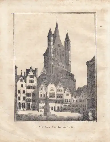 Köln Martins-Kirche Nordrhein Westfalen Orig Lithografie 1840